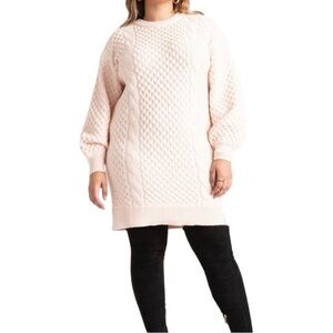 Eloquii Soft Pink Cable Knit Sweater